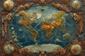 AI generated illustration of a vintage-style world map