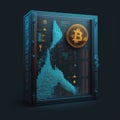 AI generated illustration of a virtual box with Bitcoin symbols and financial graphs Royalty Free Stock Photo
