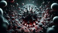 AI generated illustration of a virus in a dark background