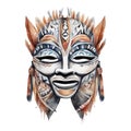 AI generated illustration of a watercolor feathered mask on a white background Royalty Free Stock Photo