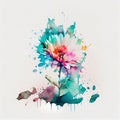 AI generated illustration of a watercolor painting of a delicate chrysanthemum flower