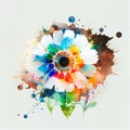 AI generated illustration of a watercolor painting of a delicate chrysanthemum flower