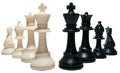 AI generated illustration of white and black chess pieces isolated on a white background Royalty Free Stock Photo