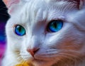 AI generated illustration of a white cat with blue eyes Royalty Free Stock Photo