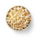 AI generated illustration of A white ceramic bowl filled with freshly-popped popcorn Royalty Free Stock Photo