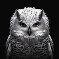 AI generated illustration of a white owl on a dark background Royalty Free Stock Photo