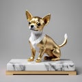 AI generated illustration of a white statue of a an adorable chihuahua