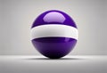 AI generated illustration of white striped purple perfect sphere on a whitespace