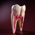 AI generated illustration of a white tooth with internal structure exposed and visible Royalty Free Stock Photo