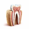 AI generated illustration of a white tooth with internal structure exposed and visible Royalty Free Stock Photo