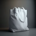 AI-generated illustration of a white tote bag on a gray background