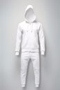 AI generated illustration of a white tracksuit on a gray background
