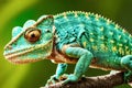 AI generated illustration of a wild green iguana lizard on a branch in its natural habitat Royalty Free Stock Photo