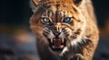 AI generated illustration of a wildcat pictured strolling across a barren wilderness landscape Royalty Free Stock Photo