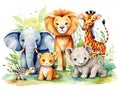 Ai Generated illustration Wildlife Concept of African cartoon animals. Royalty Free Stock Photo