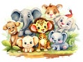 Ai Generated illustration Wildlife Concept of African cartoon animals. Royalty Free Stock Photo