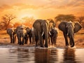 Ai Generated illustration Wildlife Concept of African elephants