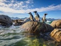 Ai Generated illustration Wildlife Concept of African penguins