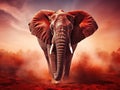 Ai Generated illustration Wildlife Concept of African red elephant is in wildlife reserve. Africa`s big 5 five animals