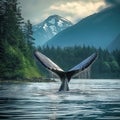 Ai Generated illustration Wildlife Concept of Alaskan Humpback Whale Tail near au