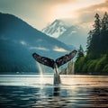 Ai Generated illustration Wildlife Concept of Alaskan Humpback Whale Tail near au