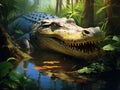 Ai Generated illustration Wildlife Concept of Alligator Florida Everglades Royalty Free Stock Photo