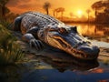 Ai Generated illustration Wildlife Concept of Alligator Florida Everglades Royalty Free Stock Photo