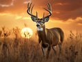 Ai Generated illustration Wildlife Concept of Amazing vertical photograph of big whitetail buck Royalty Free Stock Photo