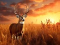 Ai Generated illustration Wildlife Concept of Amazing vertical photograph of big whitetail buck Royalty Free Stock Photo