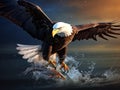 Ai Generated illustration Wildlife Concept of American Bald Eagle with Fish Royalty Free Stock Photo