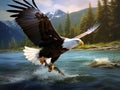 Ai Generated illustration Wildlife Concept of American Bald Eagle with Fish Royalty Free Stock Photo