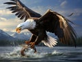 Ai Generated illustration Wildlife Concept of American Bald Eagle with Fish Royalty Free Stock Photo