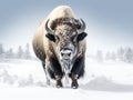 Ai Generated illustration Wildlife Concept of American Bison in Yellowstone National Park Royalty Free Stock Photo