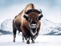 Ai Generated illustration Wildlife Concept of American Bison in Yellowstone National Park Royalty Free Stock Photo