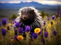 Ai Generated illustration Wildlife Concept of American porcupine quills defense wildlife Royalty Free Stock Photo