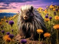 Ai Generated illustration Wildlife Concept of American porcupine quills defense wildlife