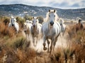 Ai Generated illustration Wildlife Concept of Andalusian Wild-horses Royalty Free Stock Photo