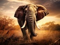 Ai Generated illustration Wildlife Concept of Angry Bull Elephant - Africa