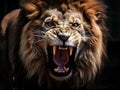 Ai Generated illustration Wildlife Concept of Angry lion snarling