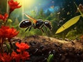 Ai Generated illustration Wildlife Concept of Ant Tending Aphids