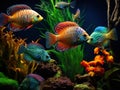 Ai Generated illustration Wildlife Concept of Aquarium - exotic fish species Royalty Free Stock Photo