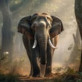 Ai Generated illustration Wildlife Concept of Asian Elephant in Bardia national park Nepal