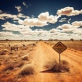 Ai Generated illustration Wildlife Concept of Australian Animals Road Sign Royalty Free Stock Photo