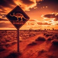 Ai Generated illustration Wildlife Concept of Australian Animals Road Sign Royalty Free Stock Photo