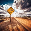 Ai Generated illustration Wildlife Concept of Australian Animals Road Sign Royalty Free Stock Photo