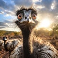 Ai Generated illustration Wildlife Concept of Australian emu at Tower Hill wildlife reserve