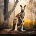 Ai Generated illustration Wildlife Concept of Australian Grey Kangaroo