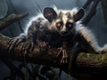 Ai Generated illustration Wildlife Concept of Aye-aye nocturnal lemur of Madagascar Royalty Free Stock Photo