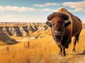 Ai Generated illustration Wildlife Concept of Badlands American Bison Bull (Bison bison) Royalty Free Stock Photo