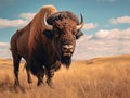 Ai Generated illustration Wildlife Concept of Badlands American Bison Bull (Bison bison)